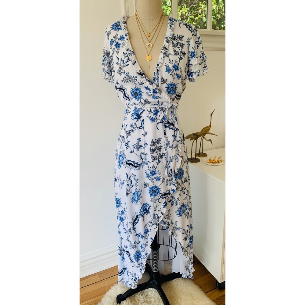 GUESS Boho Floral Midi Wrap Dress